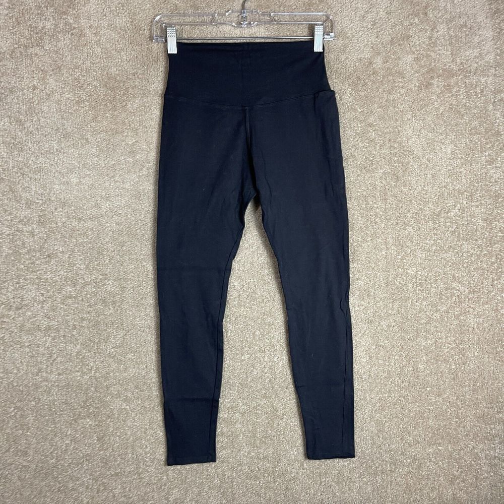 American Giant Crop Power Leggings Womens Size 4 Black Performance Side Pocket - Picture 10 of 11
